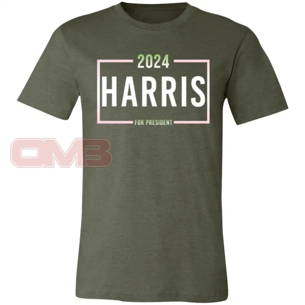 2024 Harris For President Tee Heather Military Green / X-Small T-Shirts