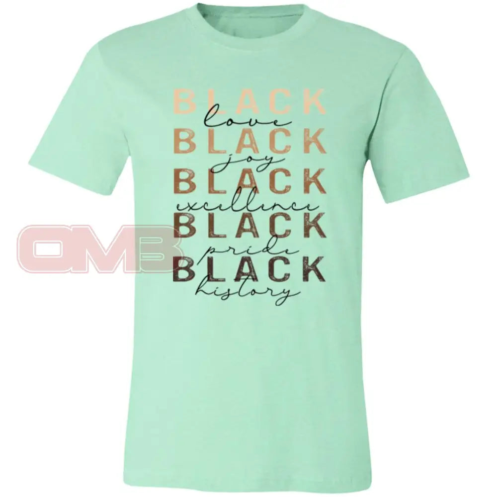 Black Love Joy Tee Heather Mint / X-Small T-Shirts