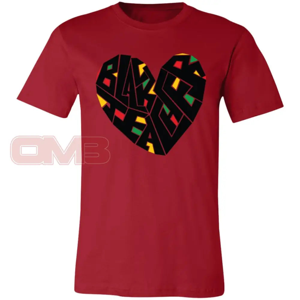 Black Teacher Heart Tee Canvas Red / X-Small T-Shirts