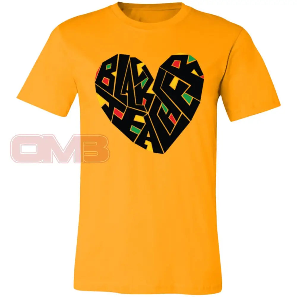 Black Teacher Heart Tee Gold / X-Small T-Shirts