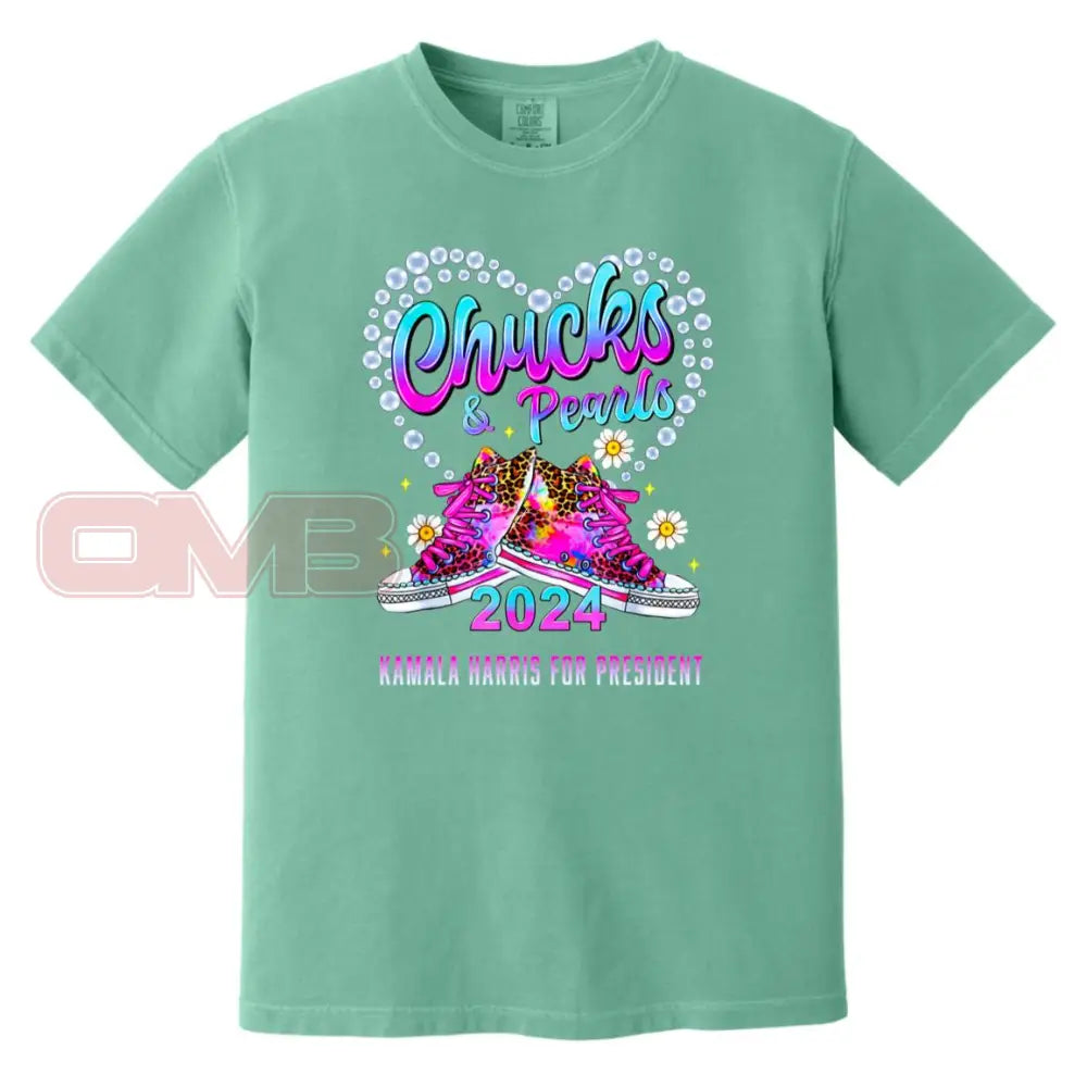 Chucks & Pearls - Basic Or Heavyweight Tee Kamala For President / Seafoam S Apparel