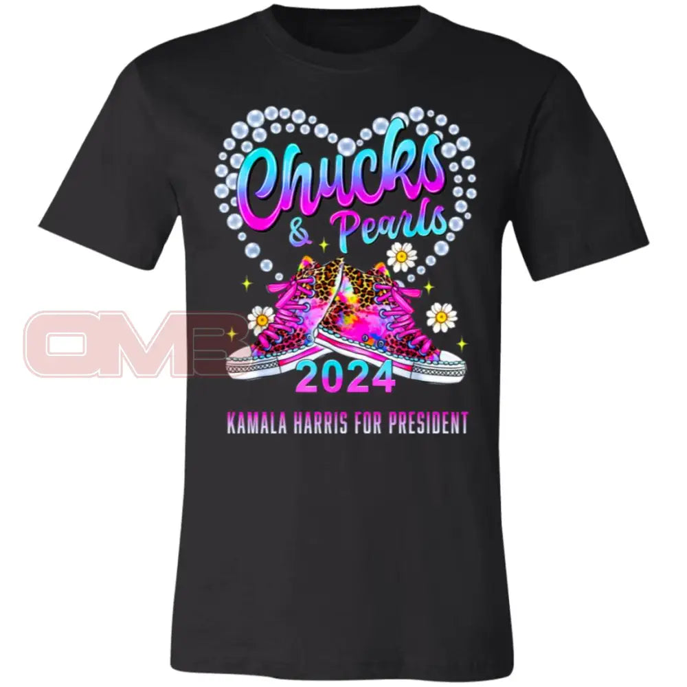 Chucks & Pearls - Basic Or Heavyweight Tee Kamala Harris For President / Black X-Small Apparel