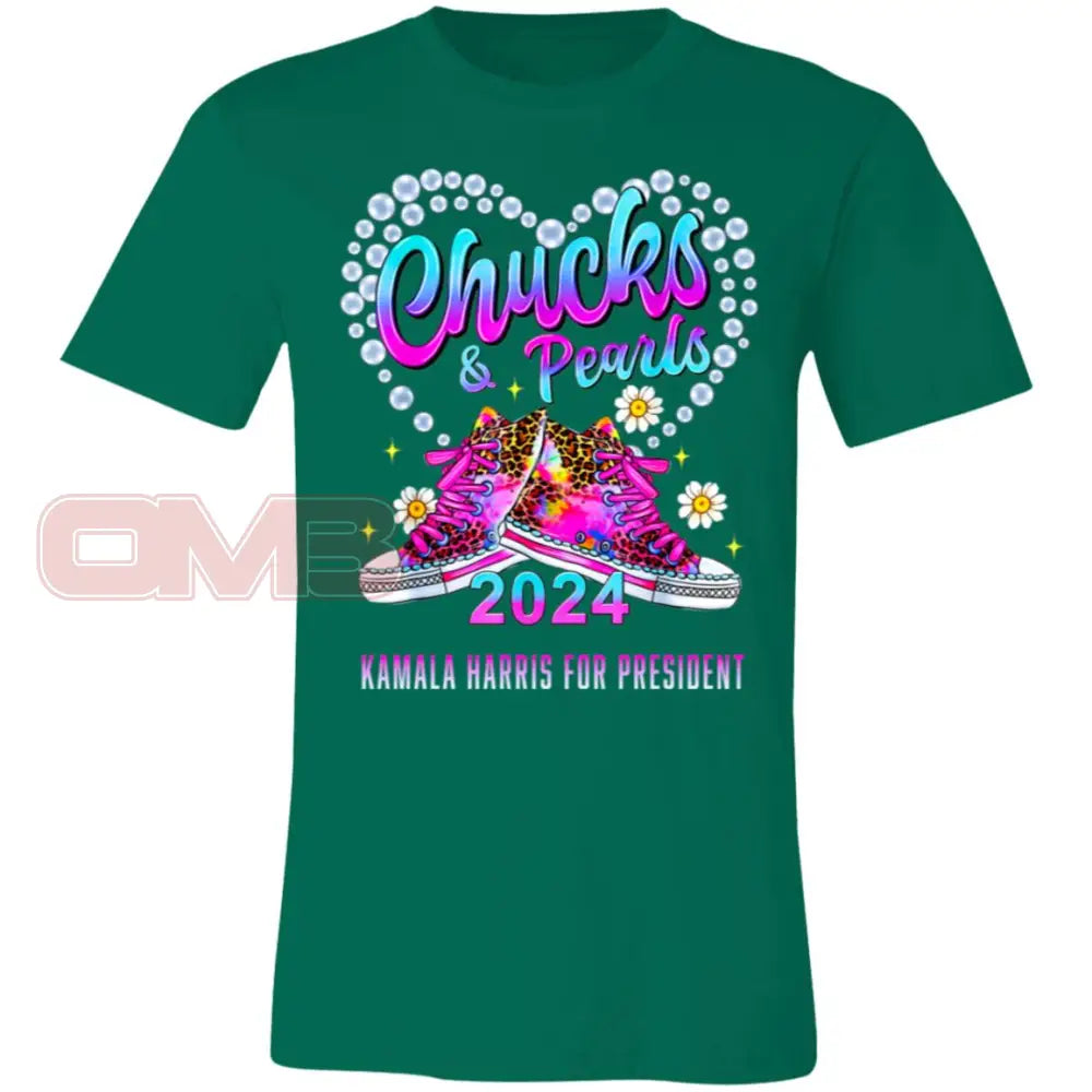 Chucks & Pearls - Basic Or Heavyweight Tee Kamala Harris For President / Kelly X-Small Apparel