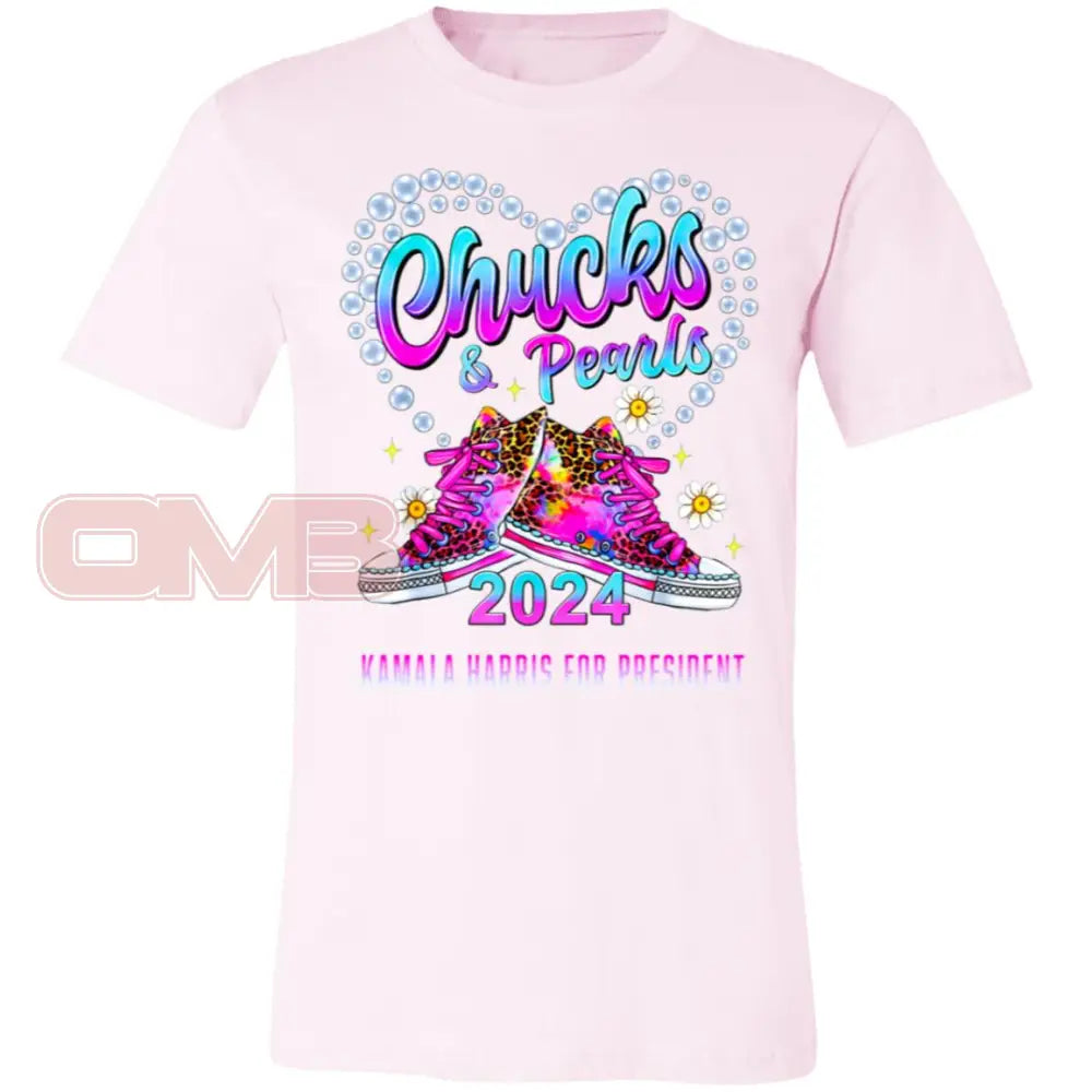 Chucks & Pearls - Basic Or Heavyweight Tee Kamala Harris For President / Soft Pink X-Small Apparel