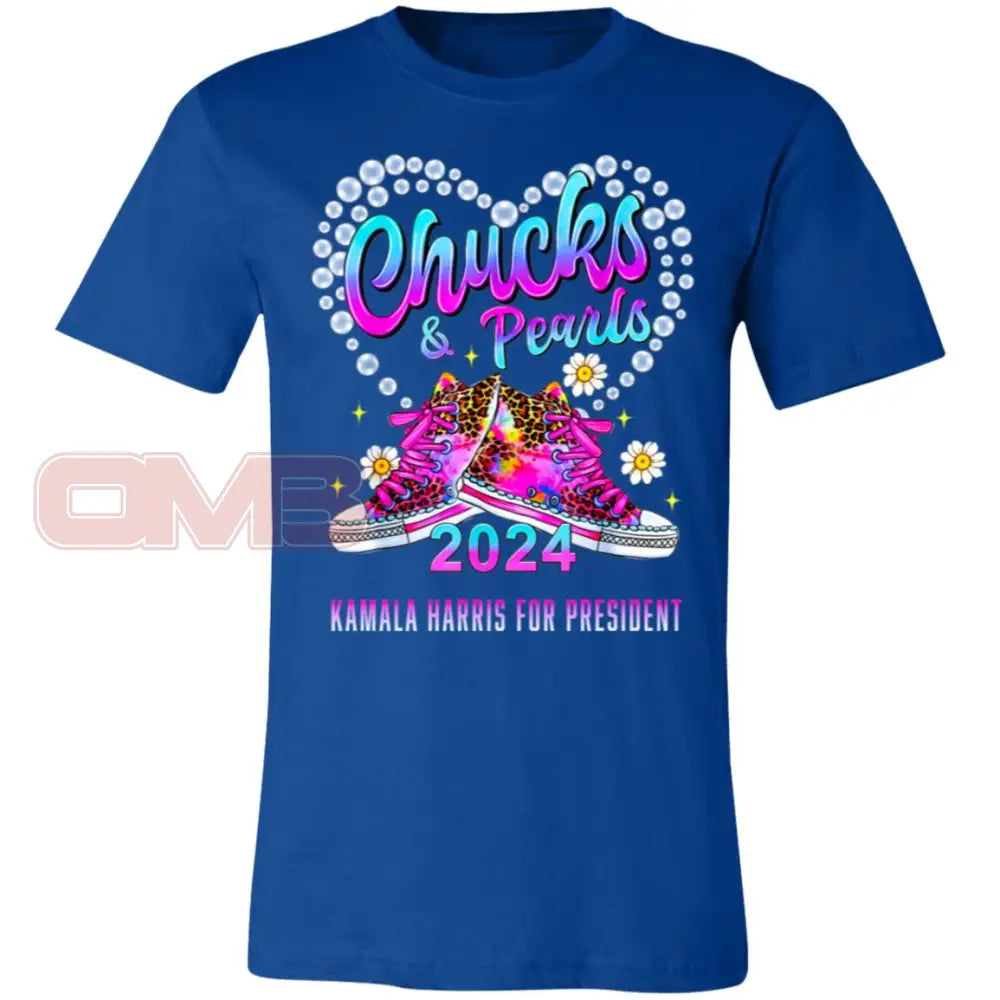 Chucks & Pearls - Basic Or Heavyweight Tee Kamala Harris For President / True Royal X-Small Apparel