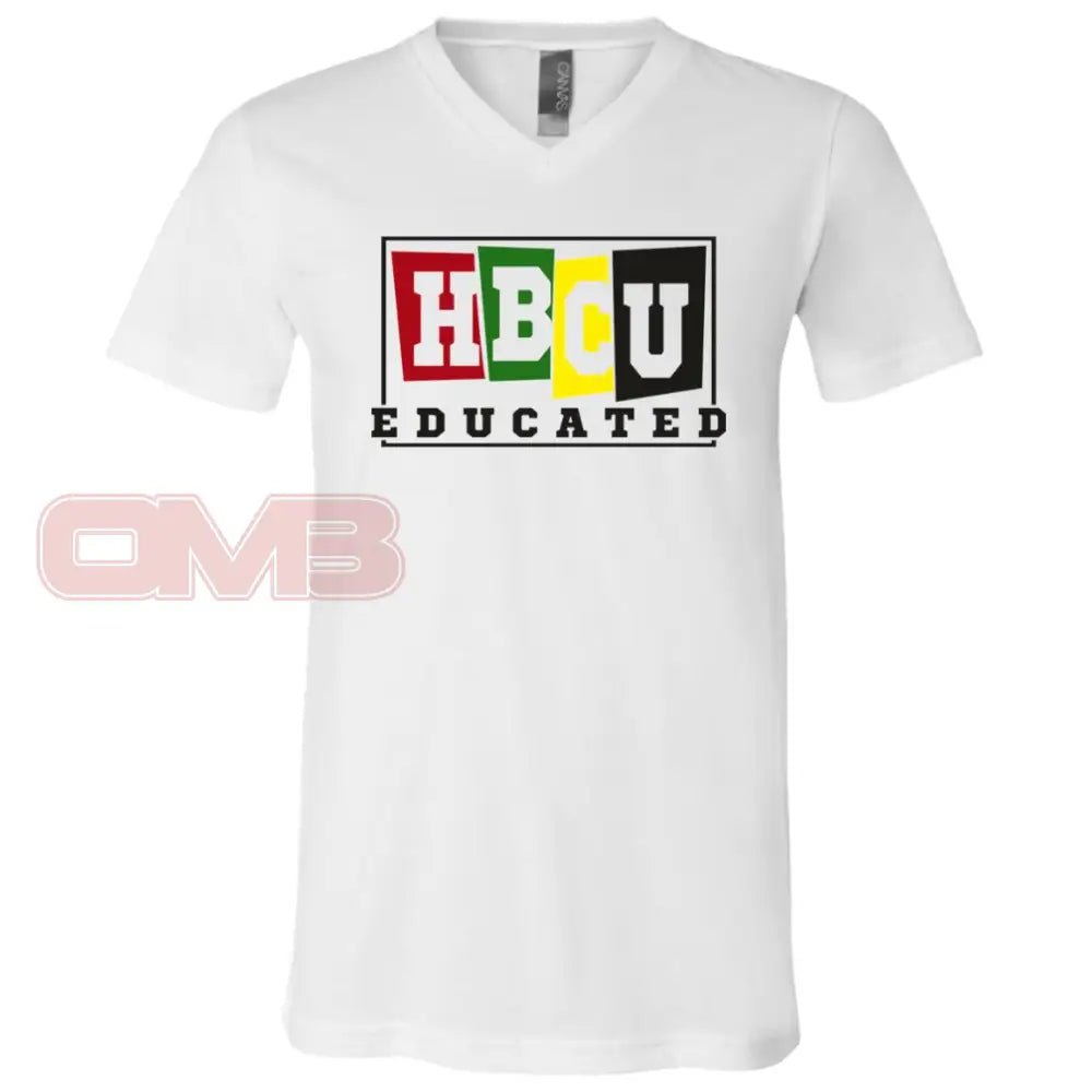 Hbcu Educated (Crew Or V-Neck) V-Neck / White X-Small Apparel