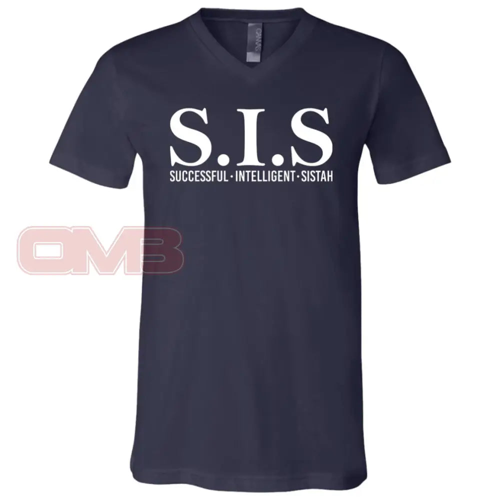 S.i.s - Sucessful Intelligent Sistah (Crew Or V-Neck) V-Neck / Navy X-Small Apparel