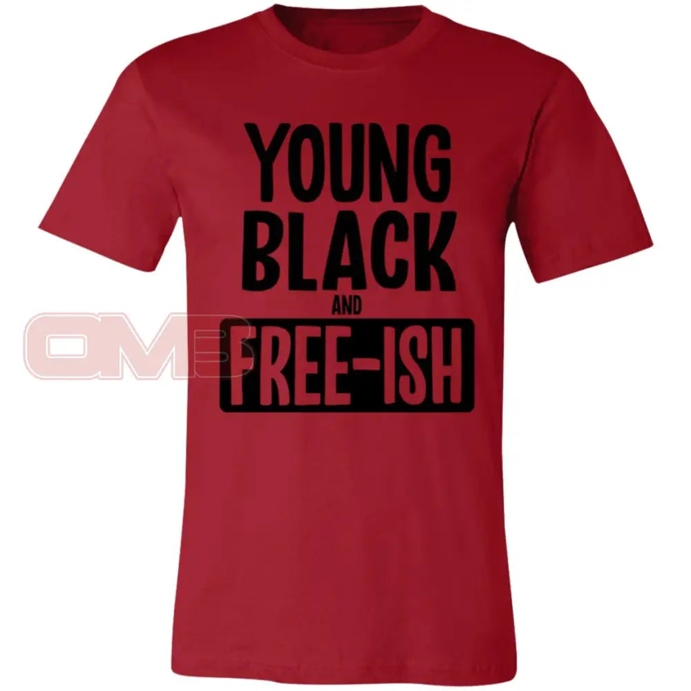 Young Black And Free-Ish Canvas Red / X-Small T-Shirts